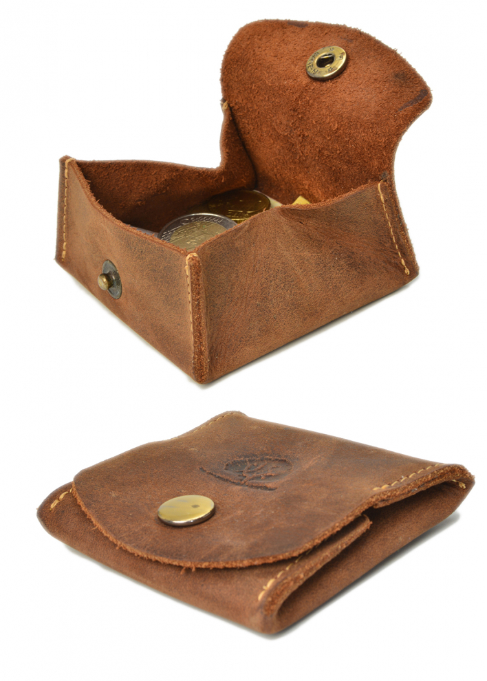 Vintage Coin Box brown Leder